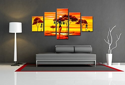 Visario 5584 Bilder und Kunstdrucke auf Leinwand Bild 160 x 80 cm Afrika fünfteilig