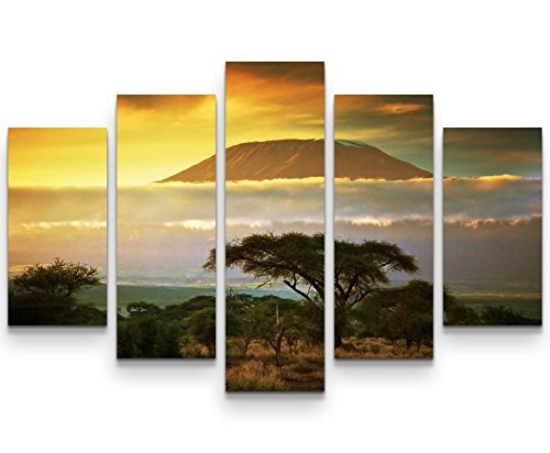 Paul Sinus Art Leinwandbilder | Bilder Leinwand 160x100cm Landschaft Kilimanjaro in Afrika