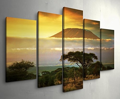 Paul Sinus Art Leinwandbilder | Bilder Leinwand 160x100cm Landschaft Kilimanjaro in Afrika