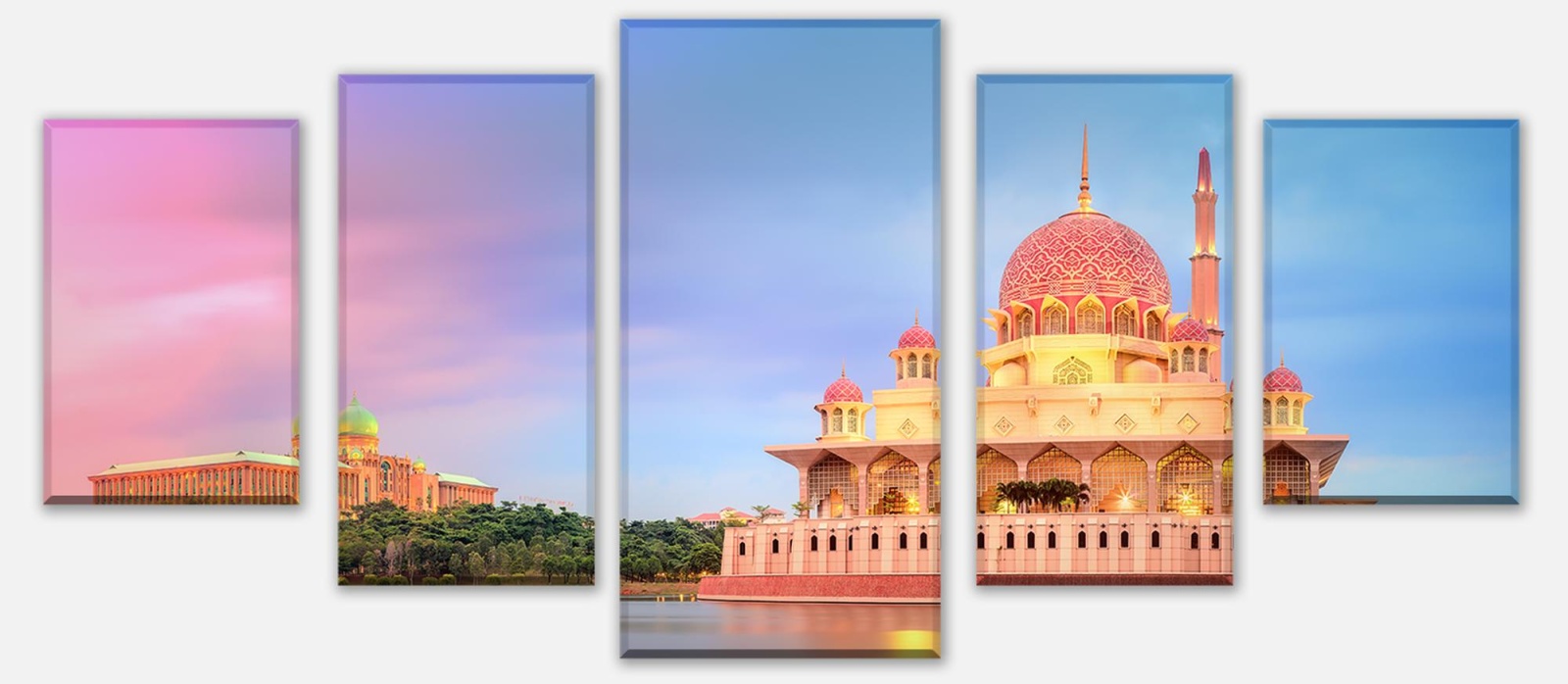 Leinwandbild Sonnenuntergang über Putrajaya-Moschee