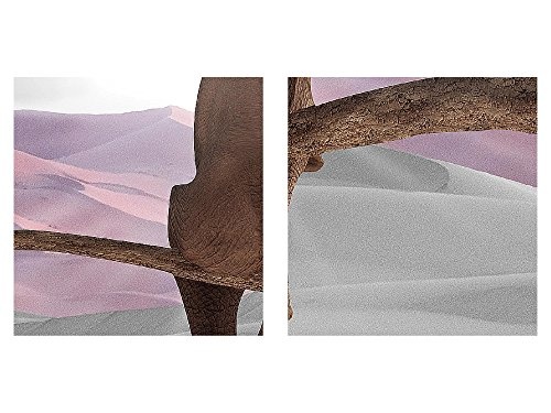 Bilder Afrika Elefant Wandbild 120 x 80 cm - 3 Teilig Vlies - Leinwand Bild XXL Format Wandbilder Wohnzimmer Wohnung Deko Kunstdrucke Rosa Grau - Made IN Germany - Fertig zum Aufhängen 002031b