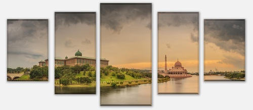 Leinwandbild Sonnenuntergang über Putrajaya-Moschee, Malaysia