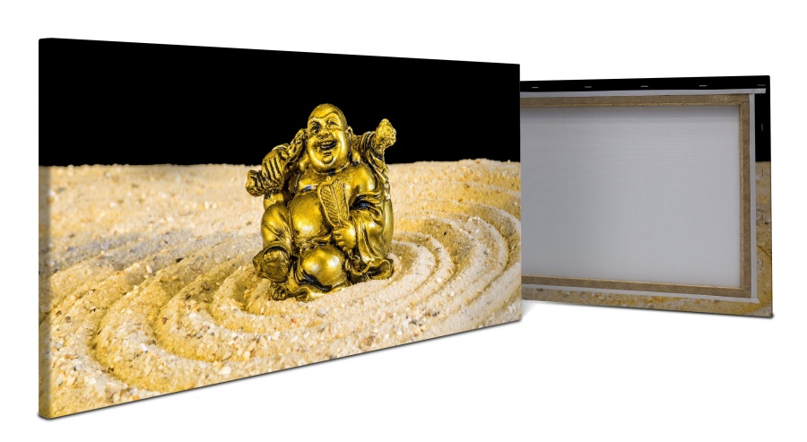 Leinwandbild Goldener Buddha im Zen-Kreis