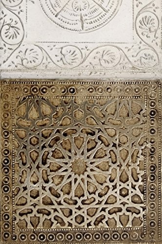 4er Set Orientalisches Wandbild Wanddeko Sahra-2-30cm aus Metall | Orientalische Vintage Wanddekoration Für Wohnzimmer, Schlafzimmer oder Küche | marokkanisches Fliesen Design als Dekoration