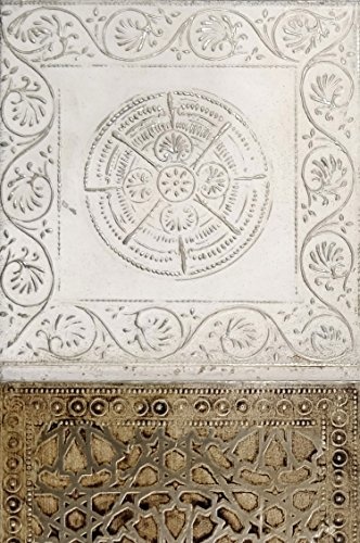 4er Set Orientalisches Wandbild Wanddeko Sahra-2-30cm aus Metall | Orientalische Vintage Wanddekoration Für Wohnzimmer, Schlafzimmer oder Küche | marokkanisches Fliesen Design als Dekoration