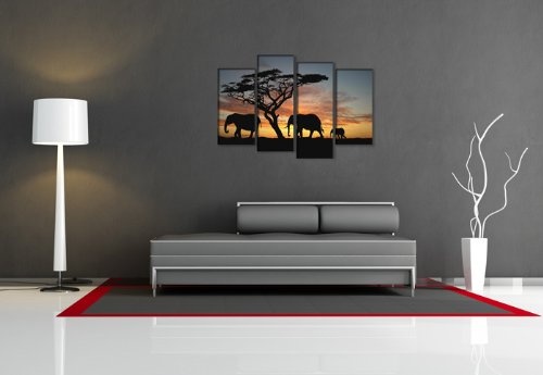 bestpricepictures 130 x 80 cm Bild auf Leinwand Afrika Elefant 6066-SCT deutsche Marke und Lager - Die Bilder/das Wandbild/der Kunstdruck ist fertig gerahmt