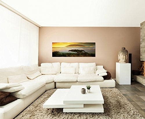 Panoramabild XXL auf Leinwand und Keilrahmen 180x70cm Afrika Kilimandscharo Sonnenuntergang Natur