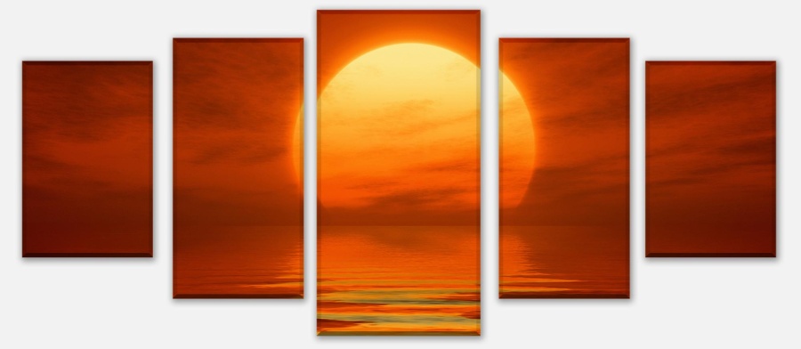 Leinwandbild Mehrteiler Roter Sonnenuntergang