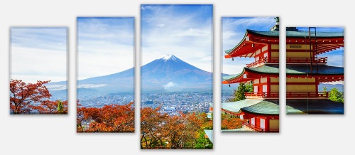 Leinwandbild Mehrteiler Mount Fuji-Chureito Pagoda