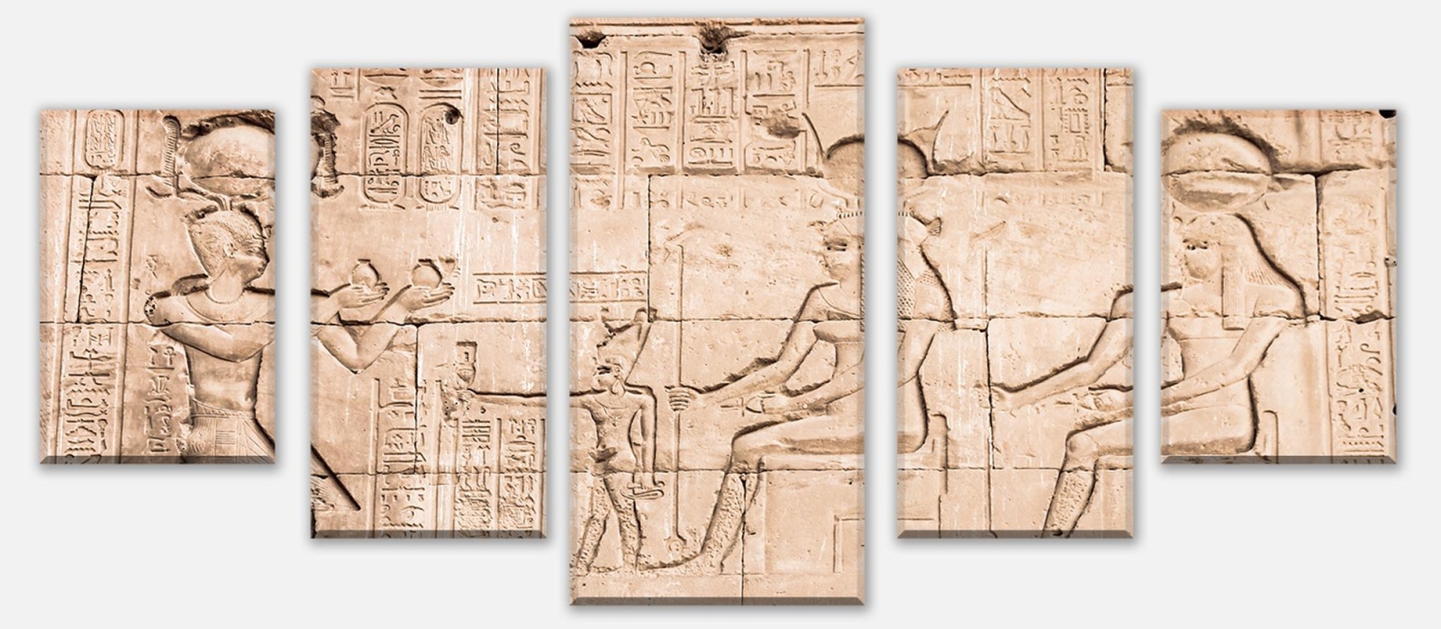 Leinwandbild Mehrteiler Mauer des Tempels von Hathor bei Dendera