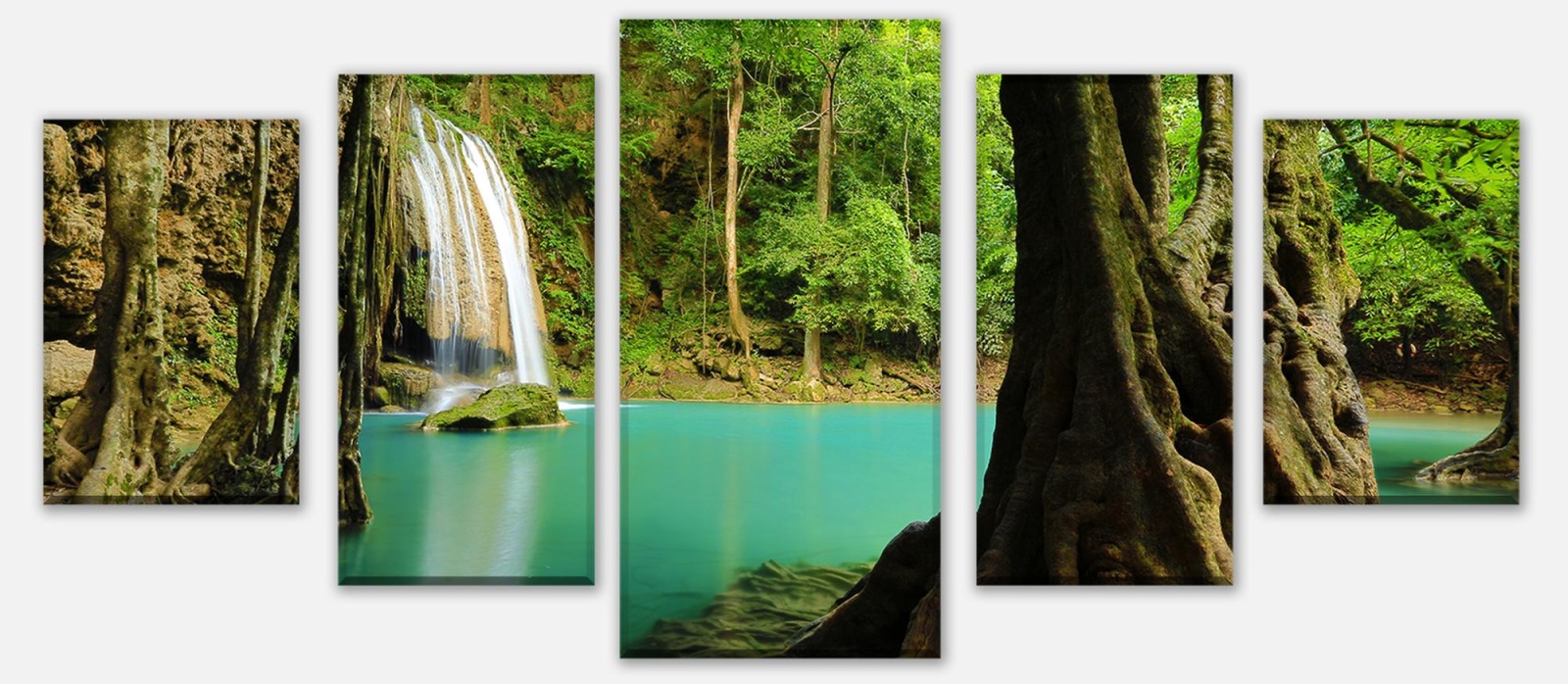 Leinwandbild Mehrteiler Ruhige Landschaft von Thailand mit einem Wasserfall