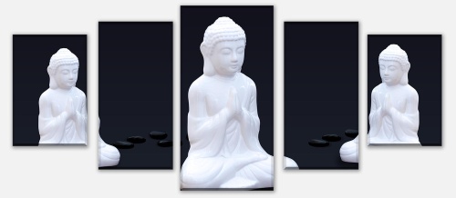 Leinwandbild Mehrteiler Weiße Figur in Meditationshaltung