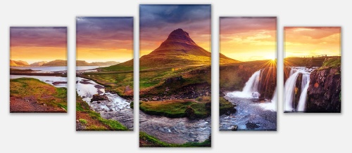 Leinwandbild Mehrteiler Kirkjufell Berg, Island