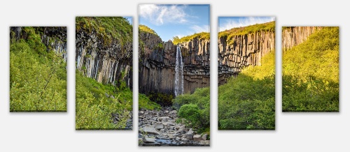 Leinwandbild Mehrteiler Basaltsäulenwasserfall Svartifoss, Island