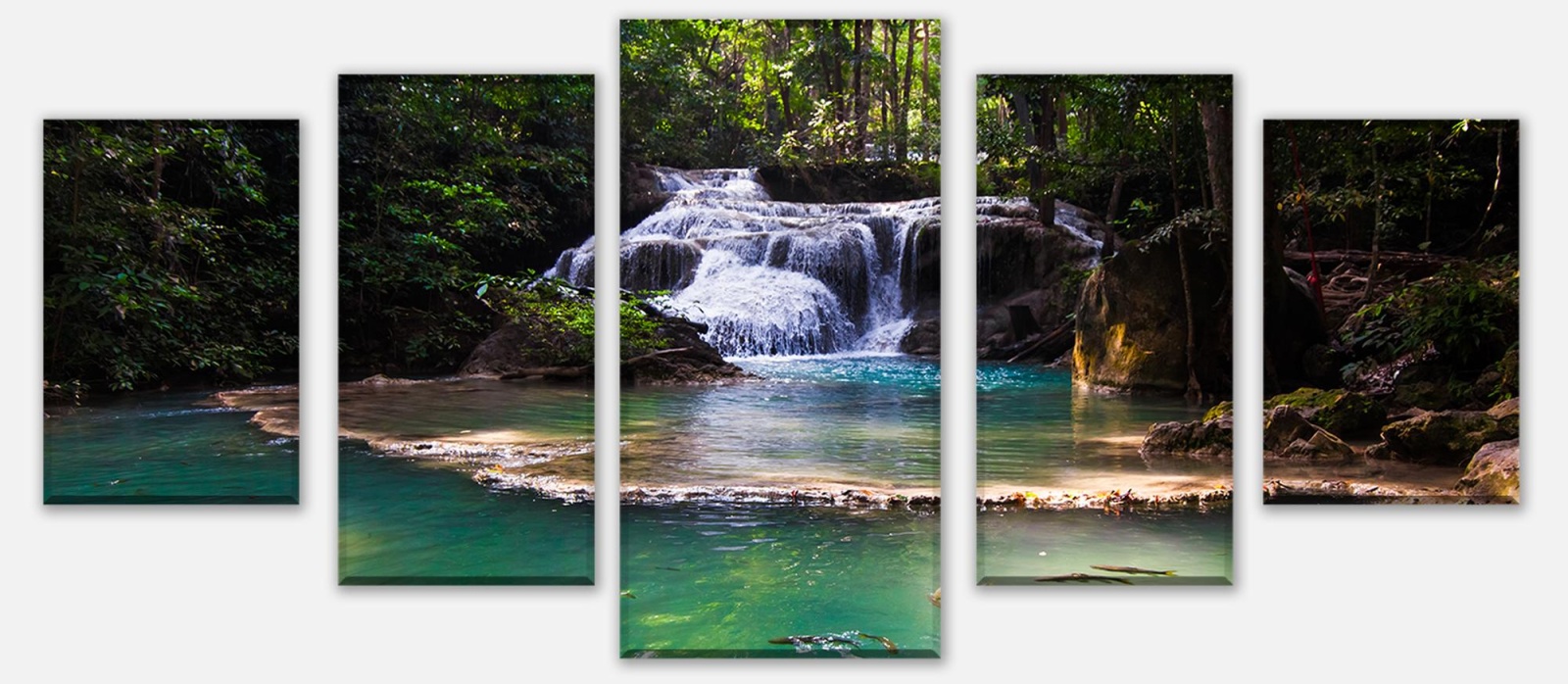 Leinwandbild Mehrteiler Erawan Wasserfall, Thailand