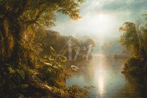 Artland Qualitätsbilder I Bild auf Leinwand Leinwandbilder Wandbilder 30 x 20 cm Landschaften Sonnenaufgang -untergang Malerei Oliv C3DX Morgen in Den Tropen 1877