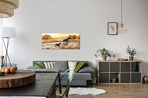 Paul Sinus Art GmbH Landschaft Afrika 120x 50cm Panorama Leinwand Bild XXL Format Wandbilder Wohnzimmer Wohnung Deko Kunstdrucke