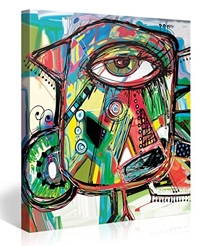 Premium Kunstdruck Wand-Bild - Doodle Parrot - 80x80cm - Leinwand-Druck in deutscher Marken-Qualität - Leinwand-Bilder auf Holz-Keilrahmen als moderne Wanddekoration