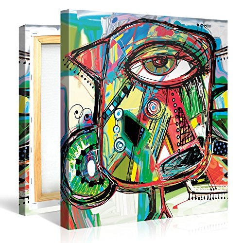 Premium Kunstdruck Wand-Bild - Doodle Parrot - 80x80cm - Leinwand-Druck in deutscher Marken-Qualität - Leinwand-Bilder auf Holz-Keilrahmen als moderne Wanddekoration