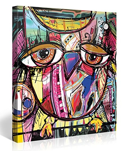 Gallery of Innovative Art Premium Kunstdruck Wand-Bild - Doodle Owl - 80x80cm - Leinwand-Druck in Deutscher Marken-Qualität - Leinwand-Bilder auf Holz-Keilrahmen als Moderne Wanddekoration