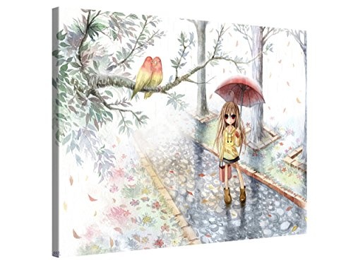 Gallery of Innovative Art Premium Leinwanddruck 100x75cm - Love in The Rain - Kunstdruck Auf Leinwand Auf 2cm Holz-Keilrahmen Für Wohn- Und Schlafzimmer Von Emperpep - Anime Kollektion