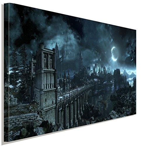 Dark Souls Nacht Schloss Leinwandbild LaraArt Studio Wanddeko Wandbild 120 x 80 cm