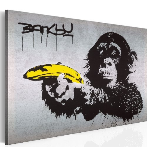 murando - Bilder Banksy Monkey with Banana Gun 120x80 cm Vlies Leinwandbild 1 TLG Kunstdruck modern Wandbilder XXL Wanddekoration Design Wand Bild - AFFE Pistole Graffiti Urban Street Art 030115-40