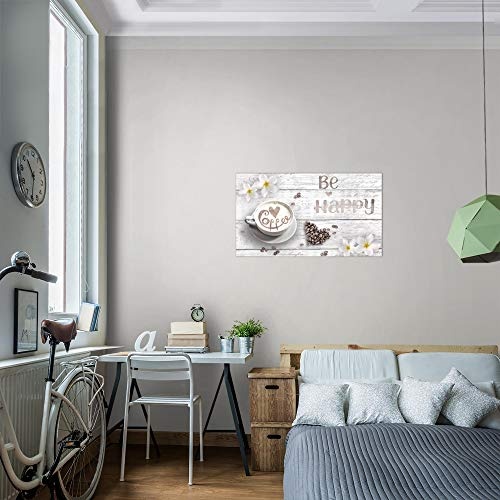 Bilder Küche Kaffee Wandbild 70 x 40 cm Vlies - Leinwand Bild XXL Format Wandbilder Wohnzimmer Wohnung Deko Kunstdrucke Weiß 1 Teilig - MADE IN GERMANY - Fertig zum Aufhängen 020614c