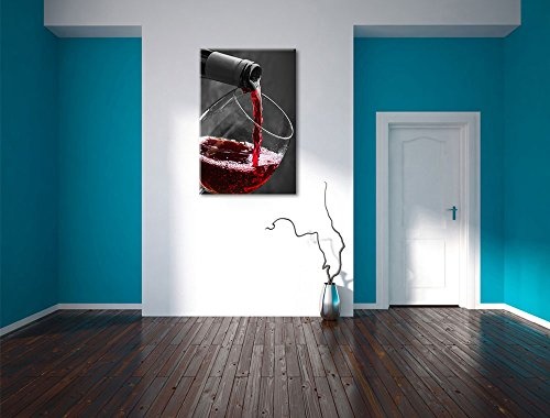 köstlicher Rotwein schwarz/weiß Format: 80x60 auf Leinwand, XXL riesige Bilder fertig gerahmt mit Keilrahmen, Kunstdruck auf Wandbild mit Rahmen, günstiger als Gemälde oder Ölbild, kein Poster oder Plakat