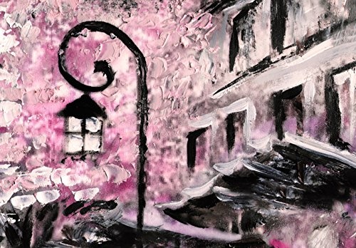 murando - Bilder 120x80 cm Vlies Leinwandbild 1 TLG Kunstdruck modern Wandbilder XXL Wanddekoration Design Wand Bild - Paris Frankreich Eiffelturm Landschaft wie gemalt Rose d-B-0147-b-a