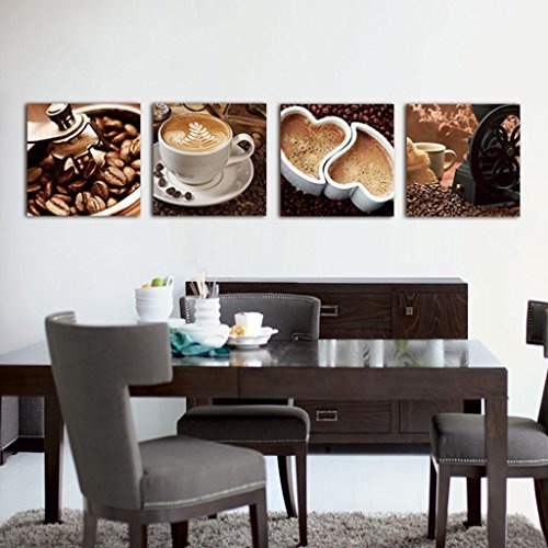 non-brand MagiDeal 4er-Set Wandbilder Kunstdruck Leinwand Bilder für Wohnzimmer Schlafzimmer Dekor -Landschaften - Kaffee