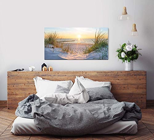 Paul Sinus Art Sonnenuntergang an der Ostsee 120x 60cm Panorama Leinwand Bild XXL Format Wandbilder Wohnzimmer Wohnung Deko Kunstdrucke
