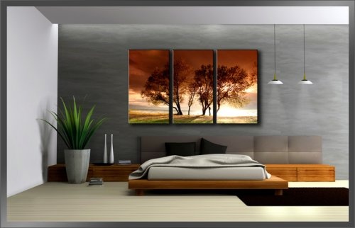 Visario Leinwandbilder 1025 Bild auf Leinwand Natur, 160 x 90 cm, 3 Teile