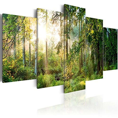murando - Bilder 200x100 cm Vlies Leinwandbild 5 TLG Kunstdruck modern Wandbilder XXL Wanddekoration Design Wand Bild - Landschaft Wald Natur Bäume c-C-0033-b-n