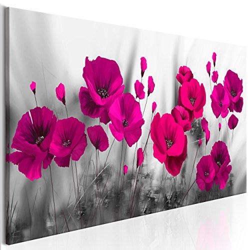 decomonkey Bilder Blumen Mohnblumen rot 120x40 cm 1...