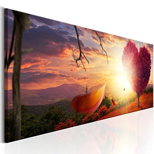 murando - Bilder 150x50 cm Vlies Leinwandbild 1 TLG Kunstdruck modern Wandbilder XXL Wanddekoration Design Wand Bild - Baum Herz Natur Landschaft c-C-0063-b-b