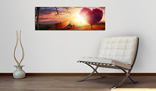 murando - Bilder 150x50 cm Vlies Leinwandbild 1 TLG Kunstdruck modern Wandbilder XXL Wanddekoration Design Wand Bild - Baum Herz Natur Landschaft c-C-0063-b-b