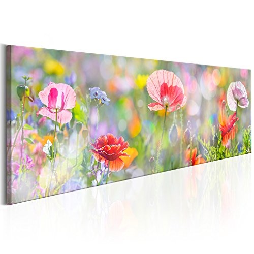 decomonkey Bilder Blumen Mohnblumen 150x50 cm XXL 1...