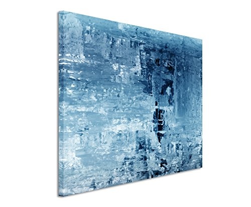 120x80cm Wandbild - Farbe Blau Petrol - Leinwandbild auf Keilrahmen in bester Qualität - Abstrakt Gemälde II