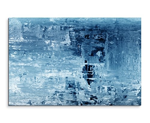 120x80cm Wandbild - Farbe Blau Petrol - Leinwandbild auf Keilrahmen in bester Qualität - Abstrakt Gemälde II