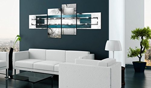 murando - Bilder Abstrakt 200x90 cm - Vlies Leinwandbild - 4 TLG - Kunstdruck - modern - Wandbilder XXL - Wanddekoration - Design - Wand Bild - grau blau a-A-0060-b-k