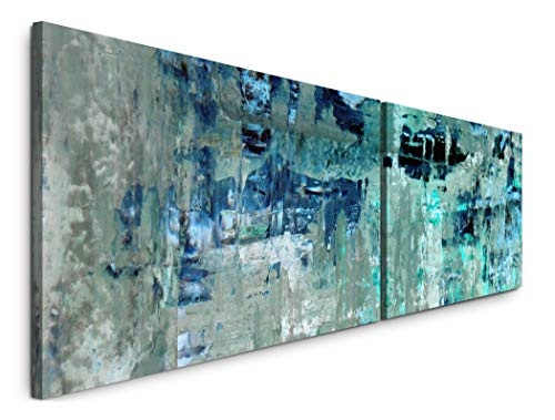 Paul Sinus Art Abstrakte Kunst 180x50cm - 2 Wandbilder je 50x90cm - Kunstdrucke - Wandbild - Leinwandbilder fertig auf Rahmen