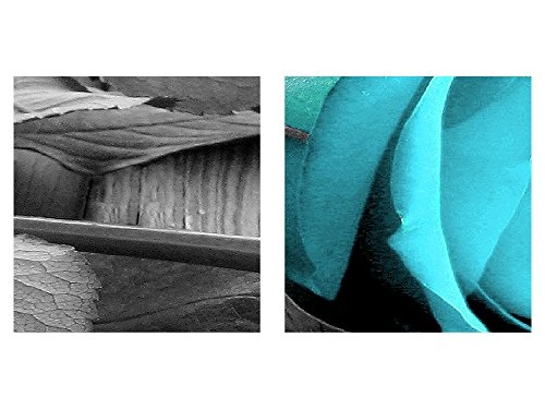Bilder Blumen Rose Wandbild 160 x 50 cm Vlies - Leinwand Bild XXL Format Wandbilder Wohnzimmer Wohnung Deko Kunstdrucke Blau 4 Teilig - Made IN Germany - Fertig zum Aufhängen 204446c