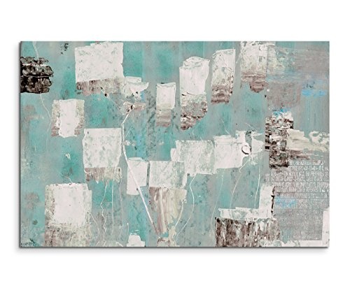 Paul Sinus Art 120x80cm Leinwandbild Leinwanddruck Kunstdruck Wandbild türkis blau beige grau