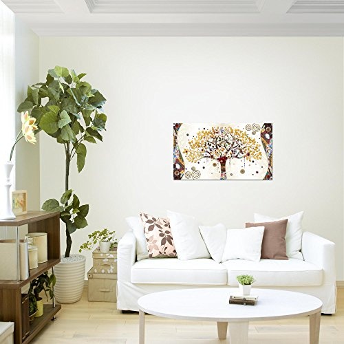 Bild Gustav Klimt - Baum des Lebens Wandbild Vlies - Leinwand Bilder XXL Format Wandbilder Wohnzimmer Wohnung Deko Kunstdrucke Gelb 1 Teilig - MADE IN GERMANY - Fertig zum Aufhängen 004614a