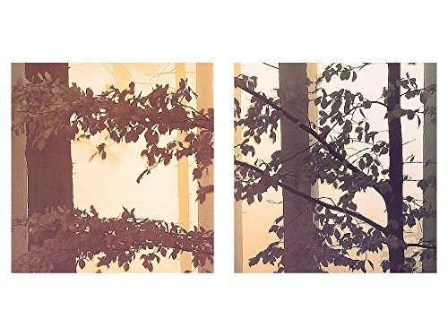Bilder Wald Hirsch Wandbild 120 x 80 cm - 3 Teilig Vlies - Leinwand Bild XXL Format Wandbilder Wohnzimmer Wohnung Deko Kunstdrucke Gelb - MADE IN GERMANY - Fertig zum Aufhängen 013431c
