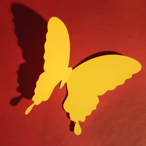 Wandkings Schmetterlinge im 3D-Style in GELB, 12 Stück, Wanddekoration mit Klebepunkten zur Fixierung