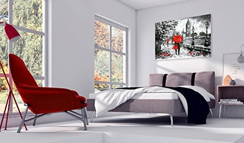 murando - Bilder 120x80 cm Vlies Leinwandbild 1 TLG Kunstdruck modern Wandbilder XXL Wanddekoration Design Wand Bild - London grau rot wie gemalt d-B-0158-b-a