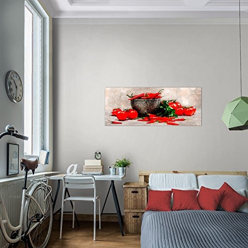 Bilder Küche - Gemüse Wandbild 100 x 40 cm Vlies - Leinwand Bild XXL Format Wandbilder Wohnzimmer Wohnung Deko Kunstdrucke Rot 1 Teilig - Made IN Germany - Fertig zum Aufhängen 005812c