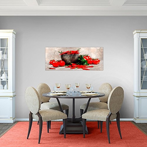 Bilder Küche - Gemüse Wandbild 100 x 40 cm Vlies - Leinwand Bild XXL Format Wandbilder Wohnzimmer Wohnung Deko Kunstdrucke Rot 1 Teilig - Made IN Germany - Fertig zum Aufhängen 005812c